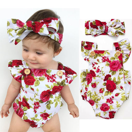 Floral Romper 2pcs Baby Girls Clothes Jumpsuit