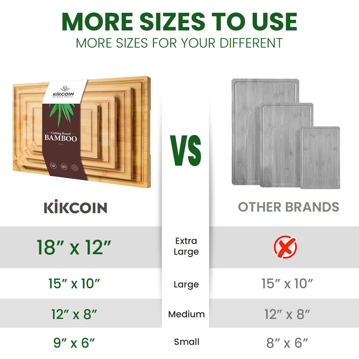 ChefCraft™ XL Bamboo Cutting Board Set – 4-Piece Heavy-Duty Boards with Juice Grooves & Built-In Handles