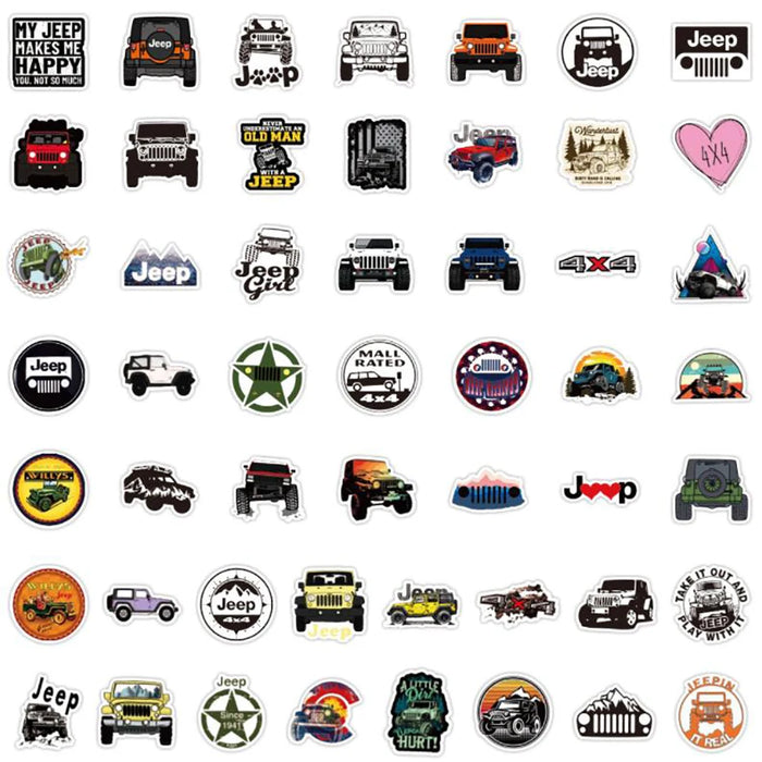 10/30/50PCS Jeep Graffiti Stickers Car Travel Luggage Phone Guitar Laptop Classic Toy Waterproof Kid Stickers