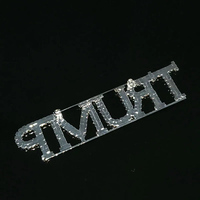 Luxury Handmade Word Brooch Jewelry "TRUMP" Lapel Pin Rhinestone Brooch