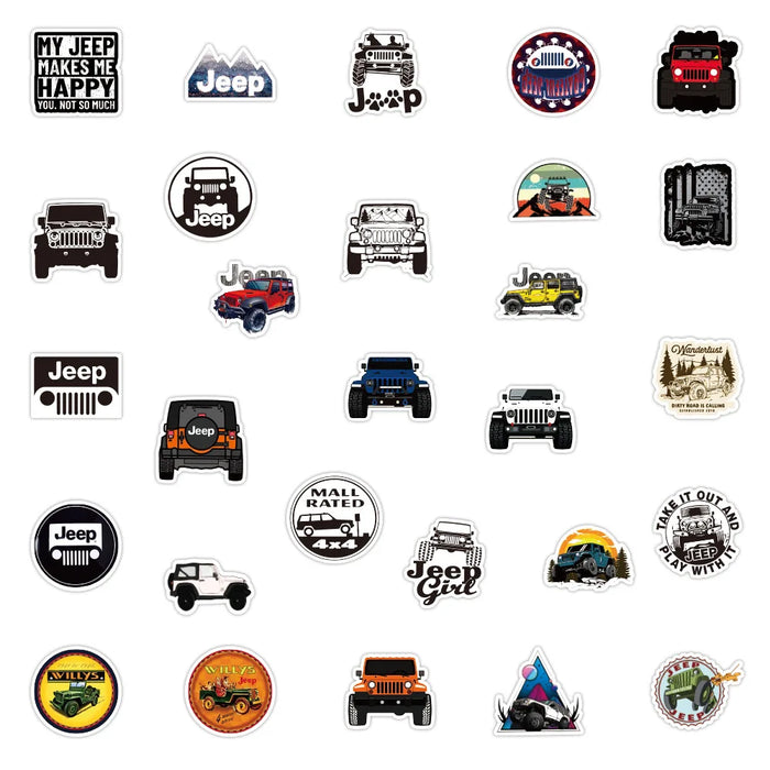 10/30/50PCS Jeep Graffiti Stickers Car Travel Luggage Phone Guitar Laptop Classic Toy Waterproof Kid Stickers