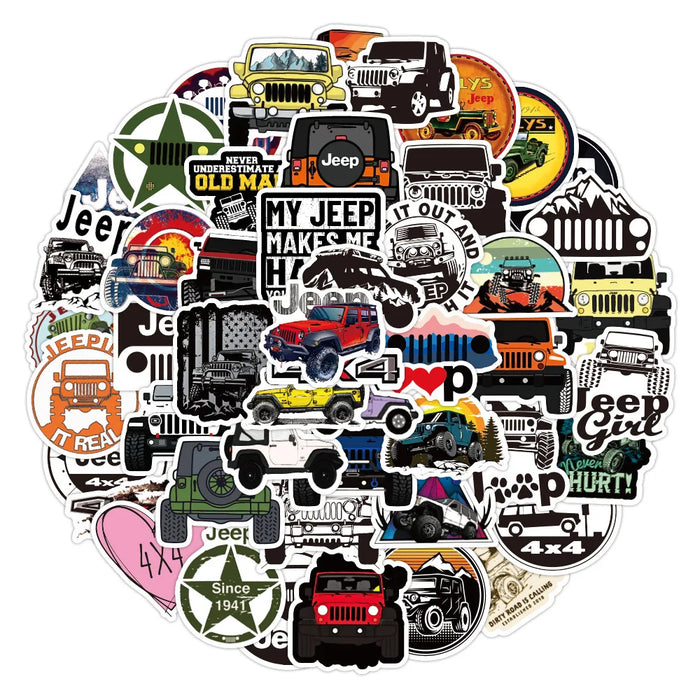 10/30/50PCS Jeep Graffiti Stickers Car Travel Luggage Phone Guitar Laptop Classic Toy Waterproof Kid Stickers