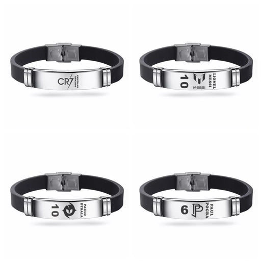 Football Player Bracelet Stainless Steel Engraved Wristband Souvenir Gifts