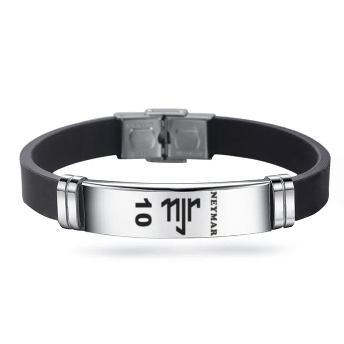 Football Player Bracelet Stainless Steel Engraved Wristband Souvenir Gifts