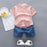 New Summer Toddler Boys Outfit – Cartoon Tee & Denim Shorts Set