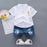 New Summer Toddler Boys Outfit – Cartoon Tee & Denim Shorts Set