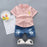 New Summer Toddler Boys Outfit – Cartoon Tee & Denim Shorts Set