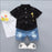 New Summer Toddler Boys Outfit – Cartoon Tee & Denim Shorts Set
