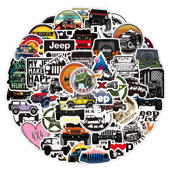 10/30/50PCS Jeep Graffiti Stickers Car Travel Luggage Phone Guitar Laptop Classic Toy Waterproof Kid Stickers