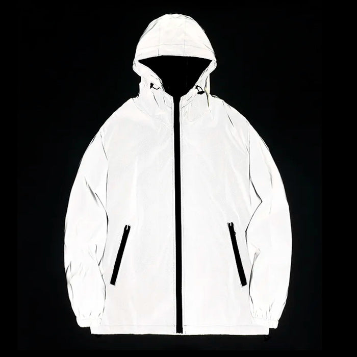 New Night Reflective Double Fabric Windbreaker Hooded Jacket