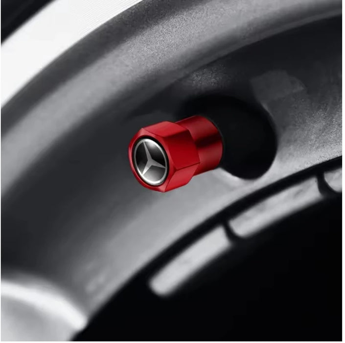 4PCS Mercedes-Benz AMG Metal Tire Valve Stem Caps – Premium Wheel Dust Covers for Mercedes A/B/C/E/S/GLC/CLA/GLE/W204/W205