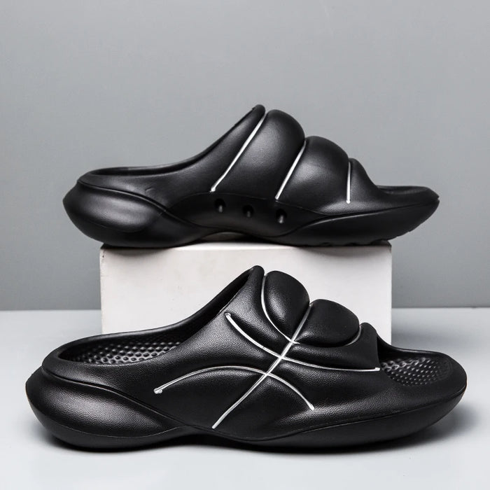 CourtSlide™ Basketball-Style Slides – Thick Soft Sole Non-Slip Outdoor & Beach Sandals for Men & Women