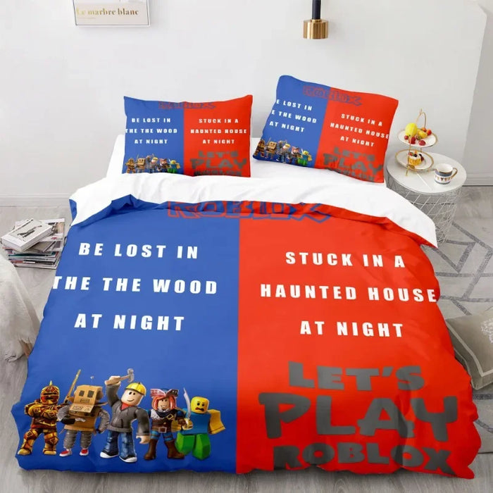 Roblox™ Kids Bedding Set – Colorful Game-Inspired Quilt Cover & Sheet for Dorm or Bedroom
