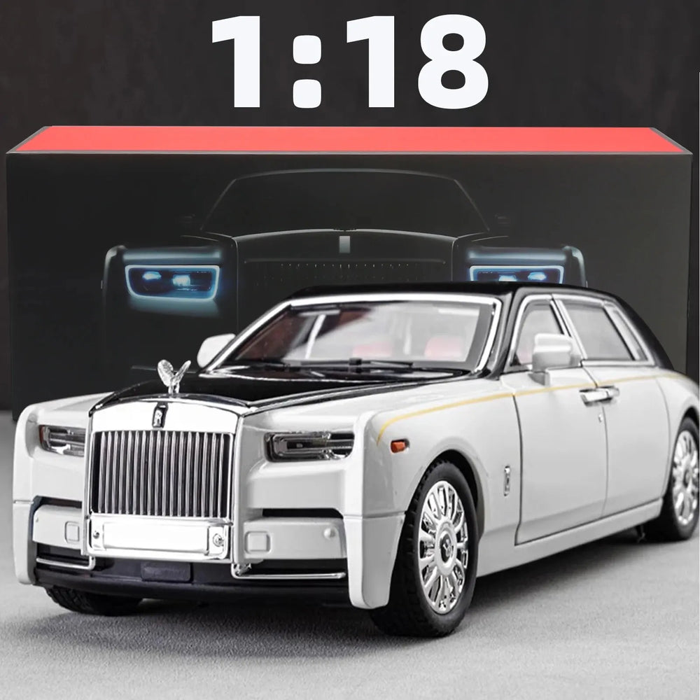 1:18 Rolls-Royce Phantom Die-Cast Model – Zinc Alloy Pull-Back Car with Sound & Light, Realistic Collectible Toy
