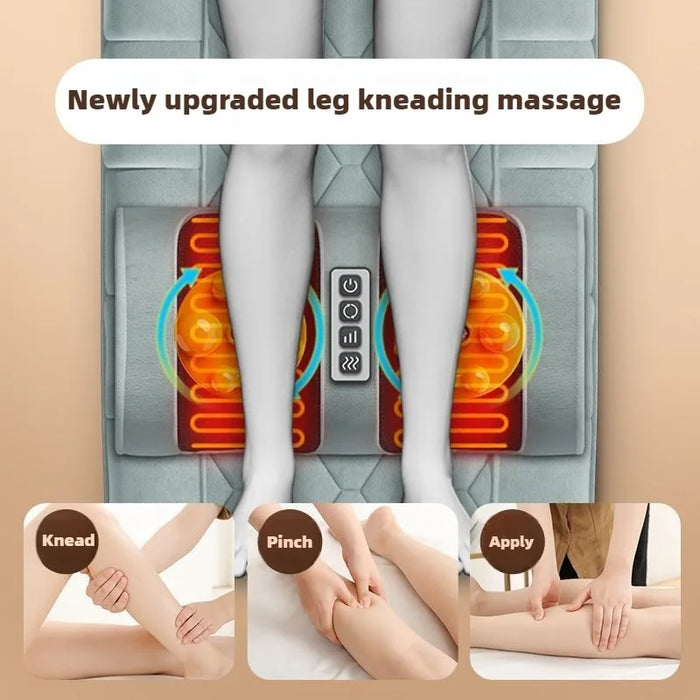 Electric Full-Body Massage Mattress with Heat & Airbags – Shoulder, Neck, Waist & Back Kneading Vibration Therapy Cushion with Hand Controller