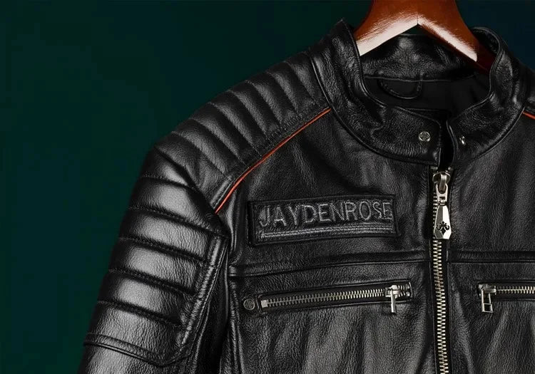 Black Short Rider Genuine Leather Jacket.