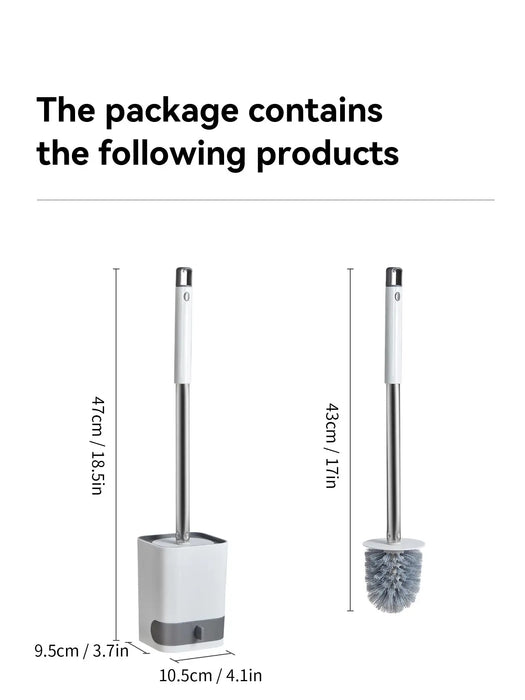 CleanMount™ Punch-Free Toilet Brush – Wall-Mounted with Drainable Base & Long Handle