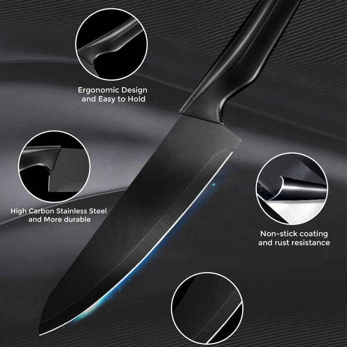 14-in-1 Kitchen Knives Set Stainless Steel Chef Knife Non-stick Slicing Sharp Steak Knife Kitchen Scissors with Knife Holder