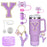 8-Piece Accessories Set for Stanley 30oz & 40oz Tumblers – Silicone Straw Covers, Protective Boot, Handle Charm & Initial Stickers