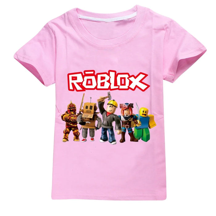 BlockPlay™ Roblox Kids Summer Tee – Soft Cotton Cartoon T-Shirt for Boys & Girls