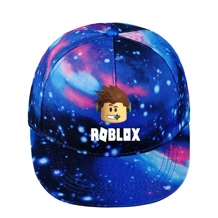 Roblox Flat Brim Baseball Cap – Adjustable Unisex Cartoon Gamer Hat for Kids & Fans