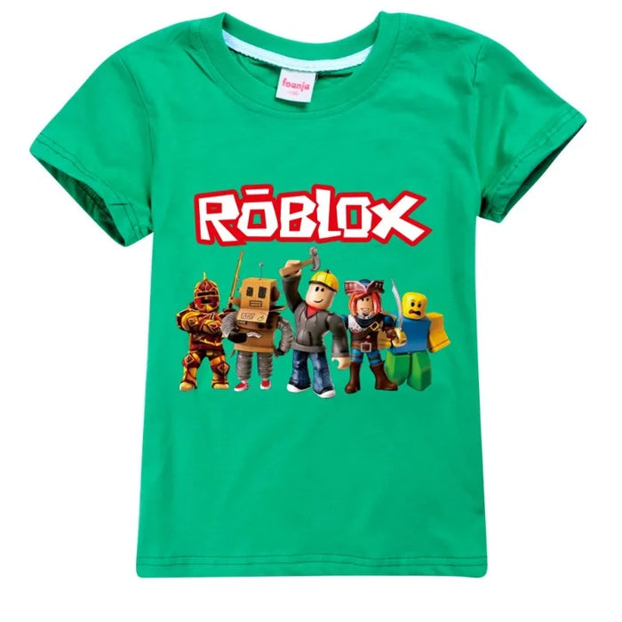 BlockPlay™ Roblox Kids Summer Tee – Soft Cotton Cartoon T-Shirt for Boys & Girls