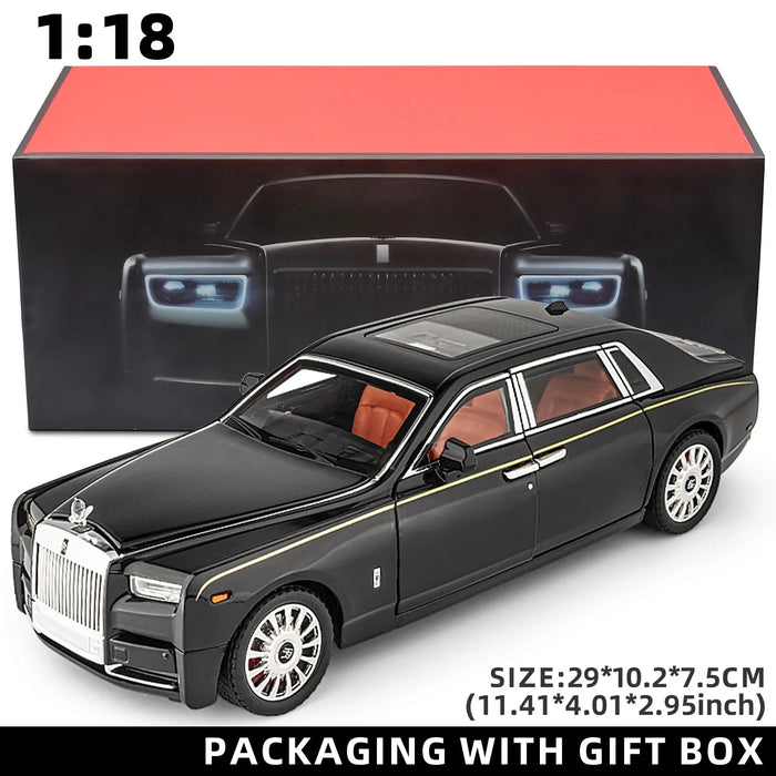 1:18 Rolls-Royce Phantom Die-Cast Model – Zinc Alloy Pull-Back Car with Sound & Light, Realistic Collectible Toy