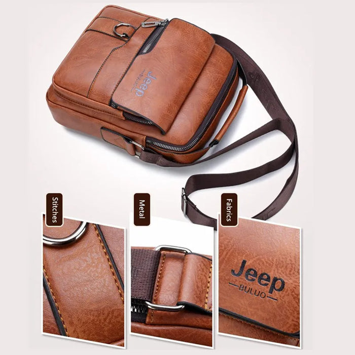 JEEP Crossbody Messenger Bags Business Brand Shoulder New Leather For Men