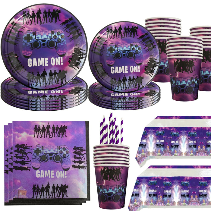 BattleFest™ Fortnite Party Set – Llama Theme Plates & Cups for Boys’ Birthday Decorations