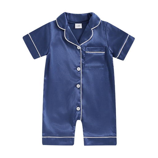 DreamLuxe™ Baby Satin Pajama Set – Short Sleeve Button-Up Sleepwear for Boys & Girls
