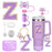 8-Piece Accessories Set for Stanley 30oz & 40oz Tumblers – Silicone Straw Covers, Protective Boot, Handle Charm & Initial Stickers