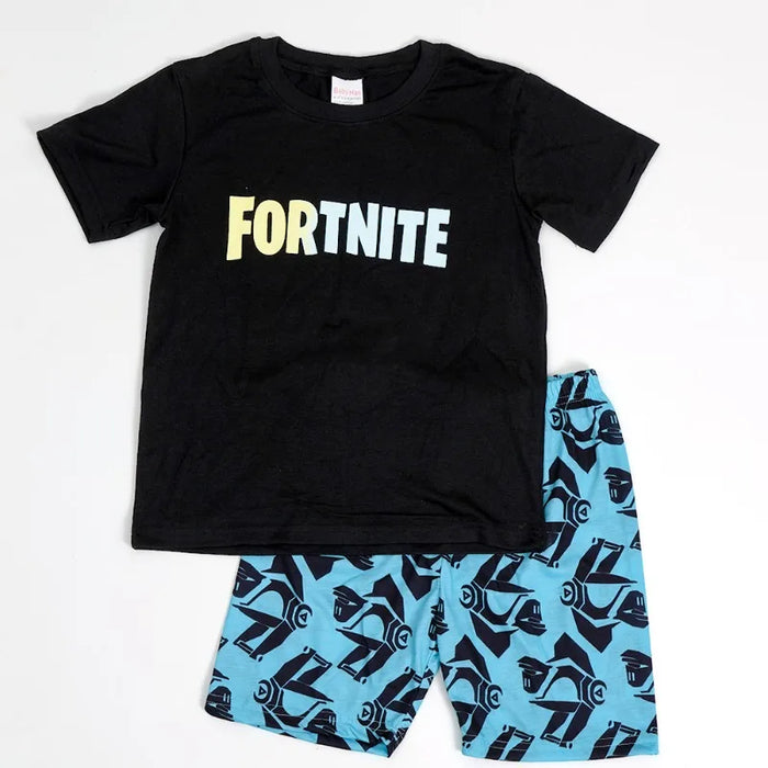 Fortnite Gamer Kids’ Summer Set – Cartoon Anime T-Shirt & Shorts Sportswear for Boys & Girls