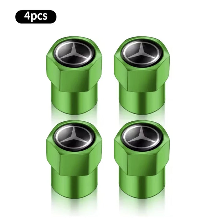 4PCS Mercedes-Benz AMG Metal Tire Valve Stem Caps – Premium Wheel Dust Covers for Mercedes A/B/C/E/S/GLC/CLA/GLE/W204/W205