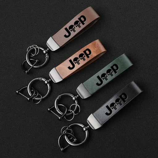 Luxury Leather Keychain Key Rings For Jeep Renegade Wrangler JK JL Grand Cherokee Compass Patriot Journey Charger