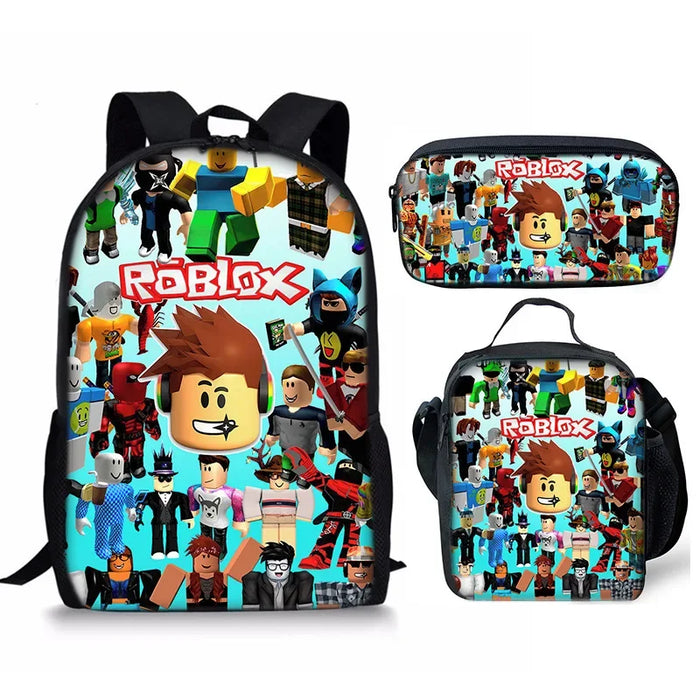 Roblox Three-piece Set of School Bag Game Backpack