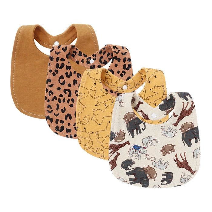 4-Pack Baby Bibs & Burp Cloths Set – Soft Cotton Cartoon Infant Drool Towels for Boys & Girls – Newborn & Toddler Bib Set