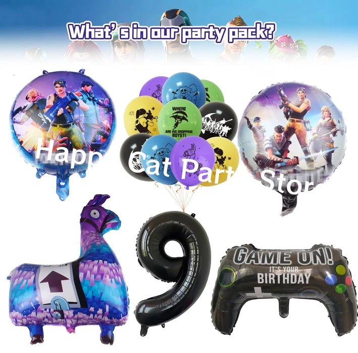 Game Fortnite Birthday Party Decoration Cartoon Plate Tablecloth Baby Shower Kids Favors Party Supplies