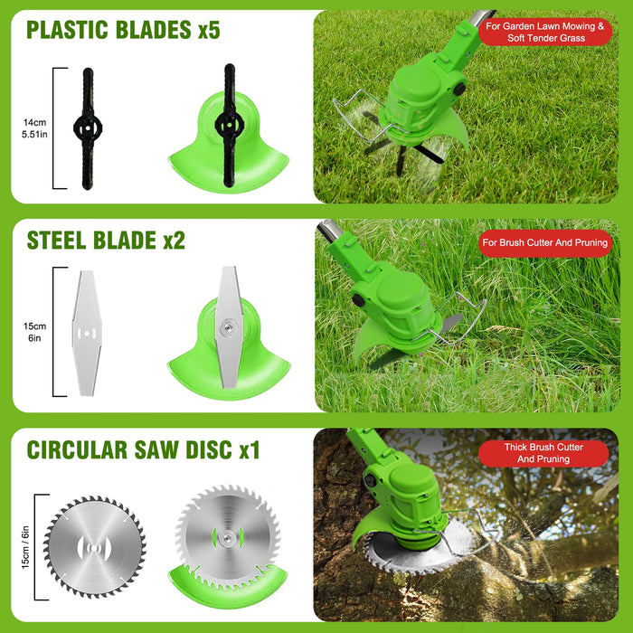2-in-1 Cordless Electric Grass Trimmer & Lawn Edger – 650W Brushless Motor, 18,000 RPM, 24V Dual Battery Garden Cutter