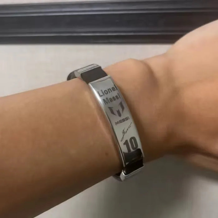 Lionel Messi • Cristiano Ronaldo • Neymar Stainless Steel & Silicone Bracelet – Football Star Men’s Wristband Gift