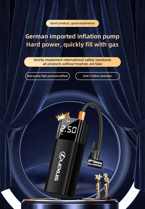 Lexus 2-in-1 Portable Tire Inflator & Power Bank | Premium Emergency Air Compressor for F SPORT, GX, IS, ES, & GS Series