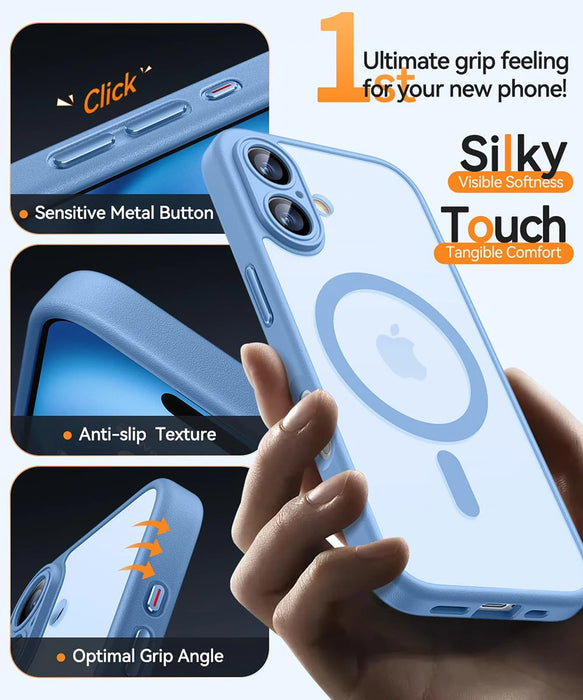Luxury Magnetic Shockproof iPhone Case – For iPhone 16/15/14/13 Pro Max Plus, MagSafe Compatible, Matte Translucent Armor Cover