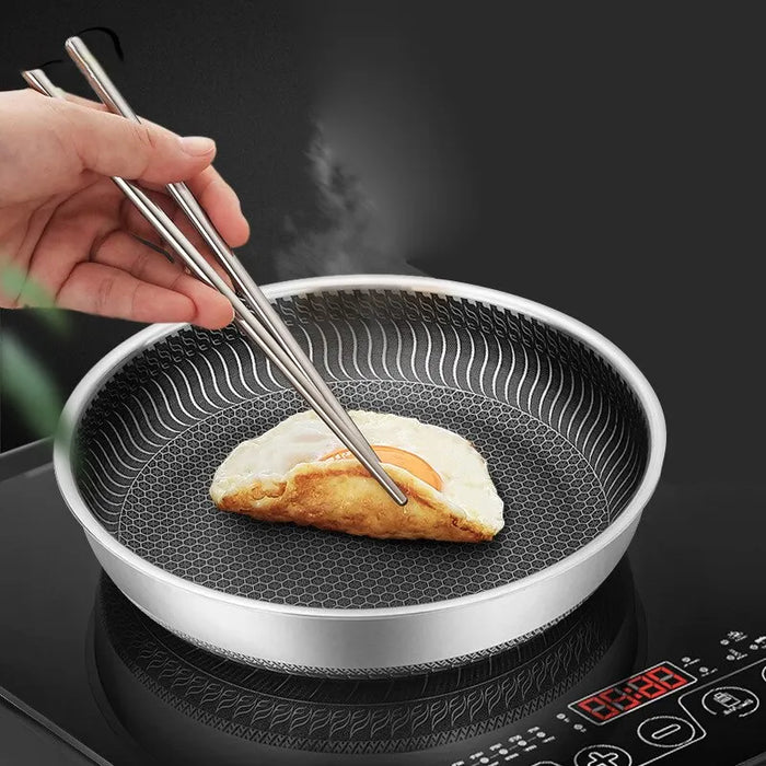 ChefHex™ Double-Sided Honeycomb Stainless Steel Frying Pan – Non-Stick Skillet for All Stovetops, Gas & Induction Ready