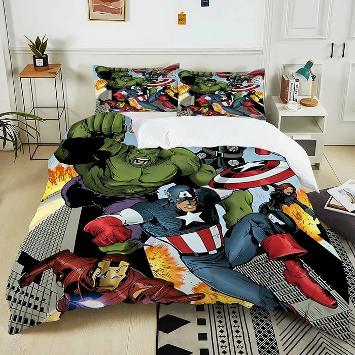 New Avengers Superhero Bedding Set – Hulk, Iron Man & Thor: Ragnarök Duvet Cover with Pillowcases
