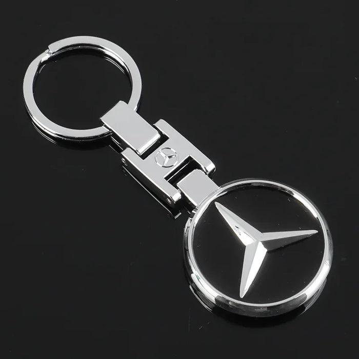 Luxury Double-Sided Metal Keychain Pendant for Mercedes-Benz – Premium Key Ring for A/B/C/E-Class, C200L, GLC, GLK, CLA, GLA