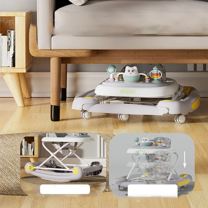 Baby Multi-Functional Adjustable Walker with Canopy – Anti-Rollover Sit-to-Stand Baby Walker & Rocker for Boys and Girls