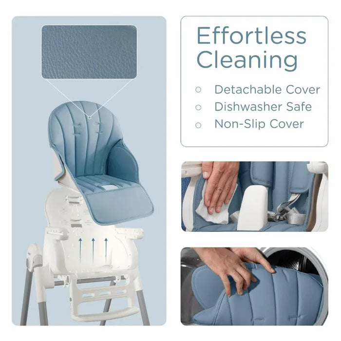 KÜB™ 3-in-1 Foldable Baby High Chair – Convertible Feeding, Booster & Toddler Seat with Removable Tray (Blue)