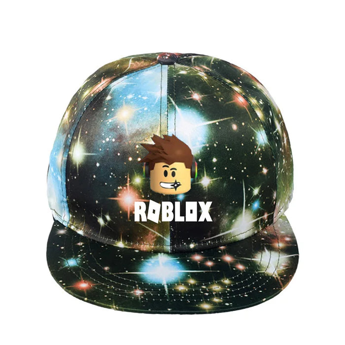 Roblox Flat Brim Baseball Cap – Adjustable Unisex Cartoon Gamer Hat for Kids & Fans