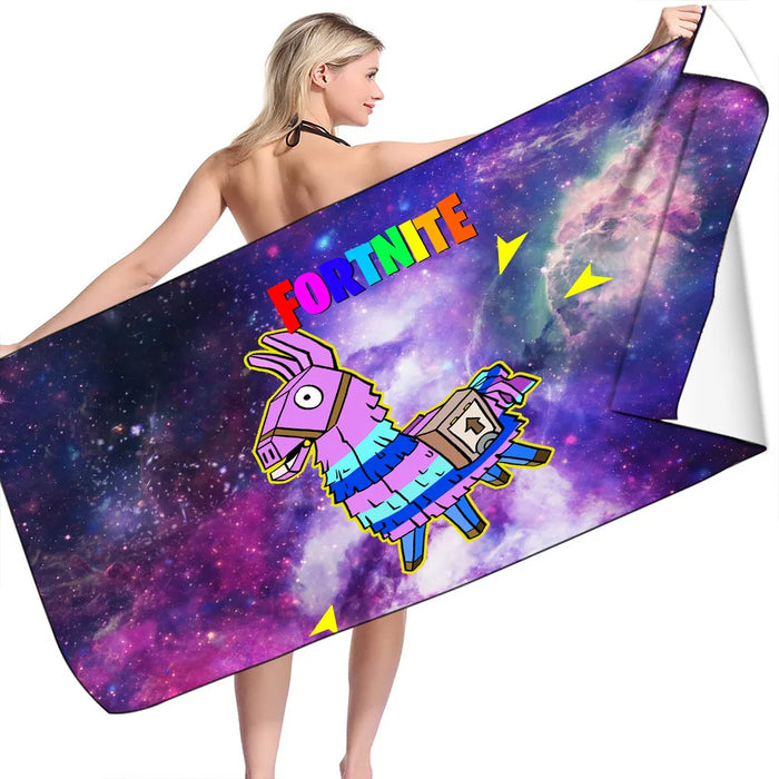 Fortnite Kids Wearable Bath Towel – Soft Microfiber Hooded Cartoon Bathrobe for Boys & Girls, Quick-Dry Beach & Bath Wrap