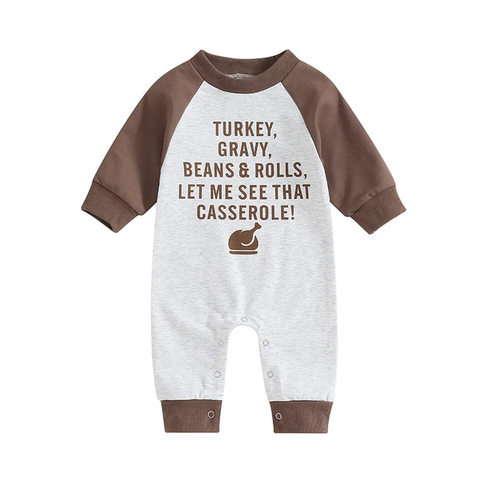 Baby Boy Thanksgiving Romper – Long Sleeve Letter Print Jumpsuit (0–18M)