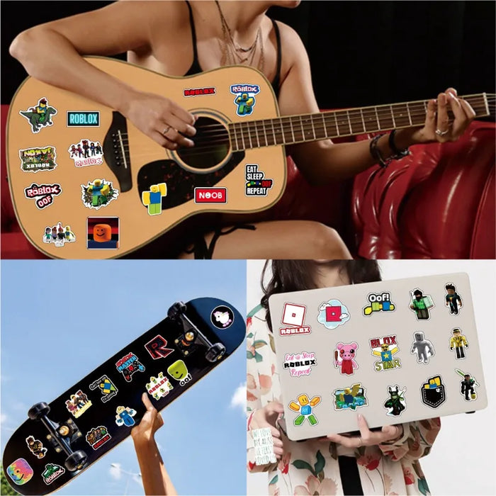 Roblox™ 50/100-Pack Waterproof Roblox-Inspired Stickers – Fun Cartoon Decals for Laptops, Bottles, Luggage & More